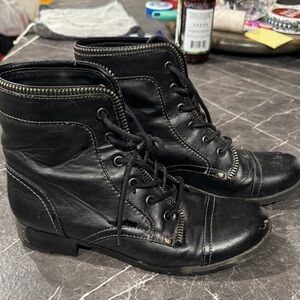 Black Lace-Up Ankle Boots